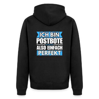 Einfach ein Perfekter Postbote - Unisex Premium Bio Zip Hoodie - Schwarz - Hinten - Nico (187cm)