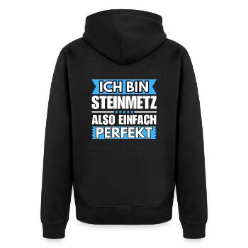 Einfach ein Perfekter Steinmetz - Unisex Premium Bio Zip Hoodie - Schwarz - Hinten - Nico (187cm)