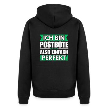 Einfach ein Perfekter Postbote - Unisex Premium Bio Zip Hoodie - Schwarz - Hinten - Nico (187cm)