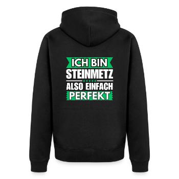 Einfach ein Perfekter Steinmetz - Unisex Premium Bio Zip Hoodie - Schwarz - Hinten - Nico (187cm)