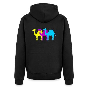 Camels - Unisex Premium Organic Zip Hoodie - black - Back - Nico (187cm)