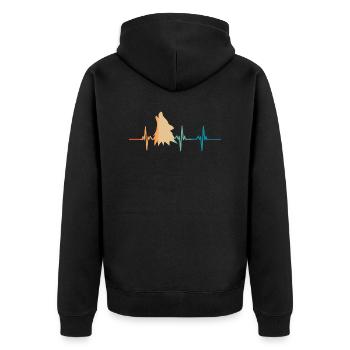 Wolfs-Herzschlag - Unisex Premium Bio Zip Hoodie - Schwarz - Hinten - Nico (187cm)