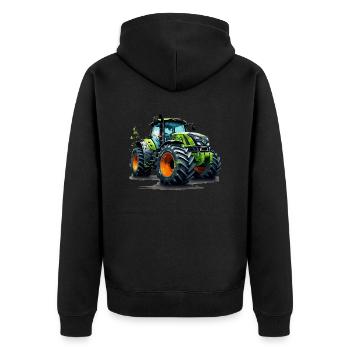 Traktor Bauern und Landwirte Trecker Design - Unisex Premium Bio Zip Hoodie - Schwarz - Hinten - Nico (187cm)