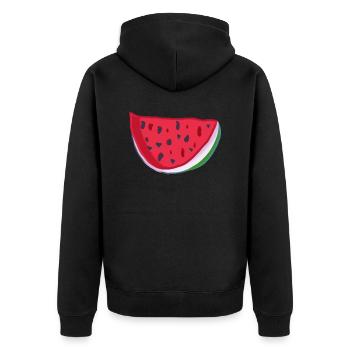 Watermelon - Unisex Premium Organic Zip Hoodie - black - Back - Nico (187cm)