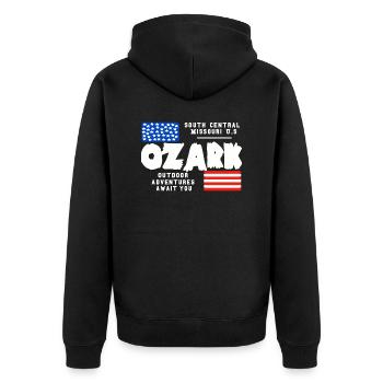 Missouri Ozark - Unisex Premium Bio Zip Hoodie - Schwarz - Hinten - Nico (187cm)