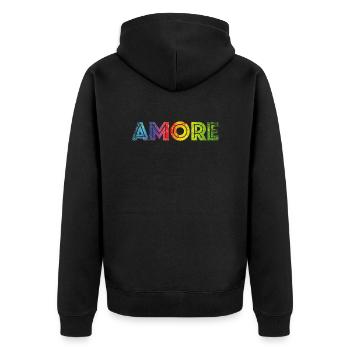 AMORE colours speckled - Unisex Premium Organic Zip Hoodie - black - Back - Nico (187cm)