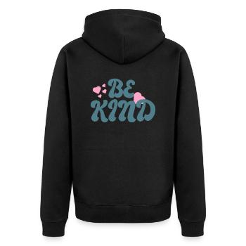 Be kind - Unisex Premium Bio Zip Hoodie - Schwarz - Hinten - Nico (187cm)