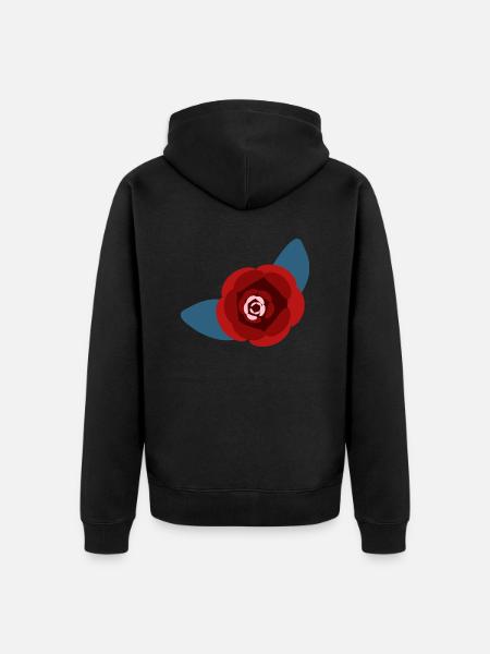 Rote Kamelienblüte - Unisex Premium Bio Zip Hoodie - Schwarz