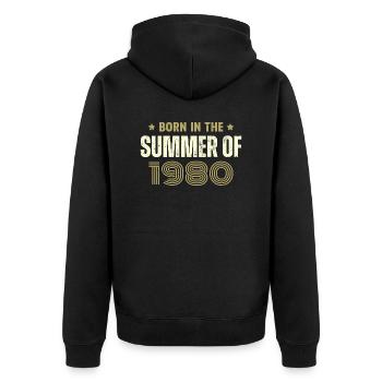 Vintage 1980er Vintage 1980er Jahre Geburtstagsgeschenk - Unisex Premium Bio Zip Hoodie - Schwarz - Hinten - Nico (187cm)