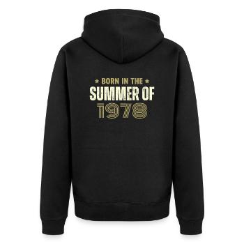 Jahrgang 1978 Jahrgang 1978 Geburtstagsgeschenk - Unisex Premium Bio Zip Hoodie - Schwarz - Hinten - Nico (187cm)