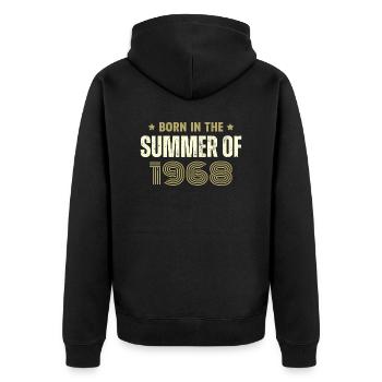 Jahrgang 1968 Jahrgang 1968 Geburtstagsgeschenk - Unisex Premium Bio Zip Hoodie - Schwarz - Hinten - Nico (187cm)