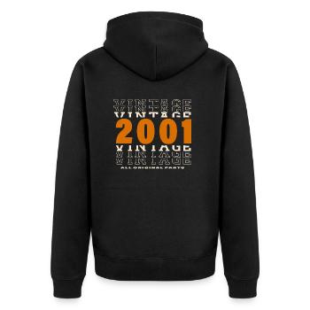 2001: Vintage - 23rd Anniversary - Unisex Premium Organic Zip Hoodie - black - Back - Nico (187cm)