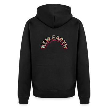 New earth written in flowers, pointing to love - Unisex Premium Organic Zip Hoodie - black - Back - Nico (187cm)