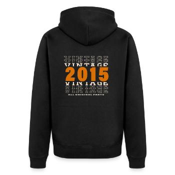 2015: Vintage - 9th Anniversary - Unisex Premium Organic Zip Hoodie - black - Back - Nico (187cm)