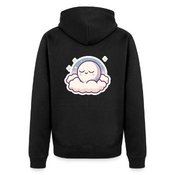 sleeping moon - Unisex Premium Organic Zip Hoodie - black - Back - Nico (187cm)