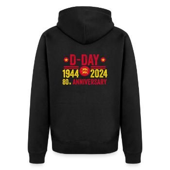 Normandy D-Day 80th Anniversary 1944 2024 - Unisex Premium Organic Zip Hoodie - black - Back - Nico (187cm)