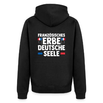French French German France - Unisex Premium Organic Zip Hoodie - black - Back - Nico (187cm)