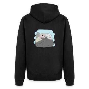 Illustriertes Design mit Geier - Unisex Premium Bio Zip Hoodie - Schwarz - Hinten - Nico (187cm)