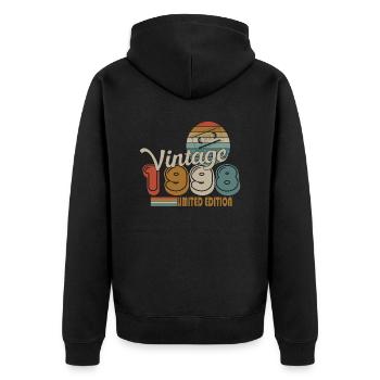 1998 - Unisex Premium Bio Zip Hoodie - Schwarz - Hinten - Nico (187cm)
