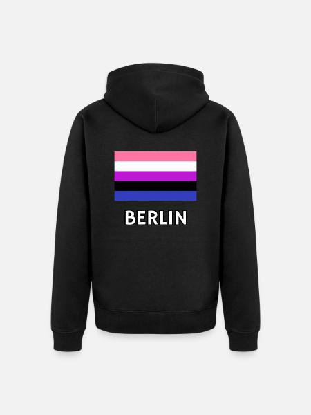 Genderfluid Pride Flag Berlin - Unisex Premium Organic Zip Hoodie - black