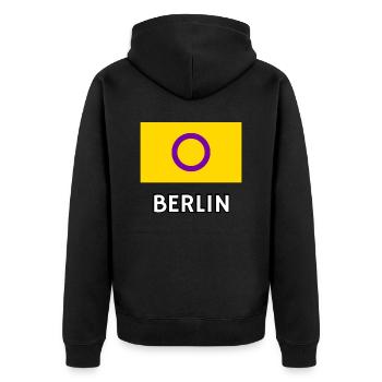 Drapeau de la fierté intersexe Berlin - Veste à capuche bio Premium Unisexe - noir - Dos - Nico (187cm)