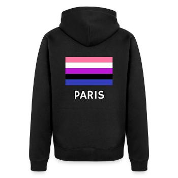 Genderfluid Pride Flagge Paris - Unisex Premium Bio Zip Hoodie - Schwarz - Hinten - Nico (187cm)