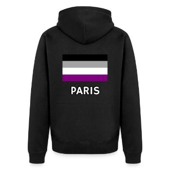Asexualität Pride Flagge Paris - Unisex Premium Bio Zip Hoodie - Schwarz - Hinten - Nico (187cm)