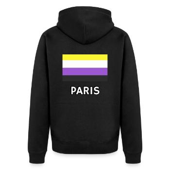 Non binary Pride Flag Paris - Unisex Premium Organic Zip Hoodie - black - Back - Nico (187cm)