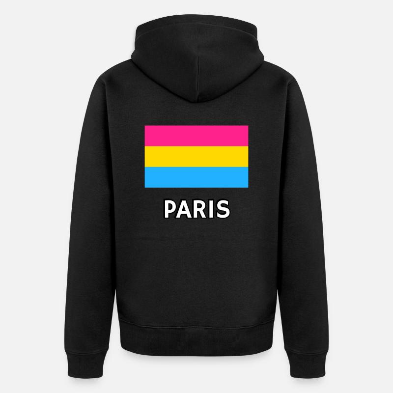 Pan Pride Flagge Paris - Unisex Premium Bio Zip Hoodie - Schwarz