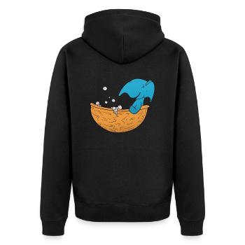 Elefant Baden - Unisex Premium Bio Zip Hoodie - Schwarz - Hinten - Nico (187cm)