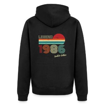 Legend 1986 Geburtstagsshirt Geschenk Jubiläum - Unisex Premium Bio Zip Hoodie - Schwarz - Hinten - Nico (187cm)