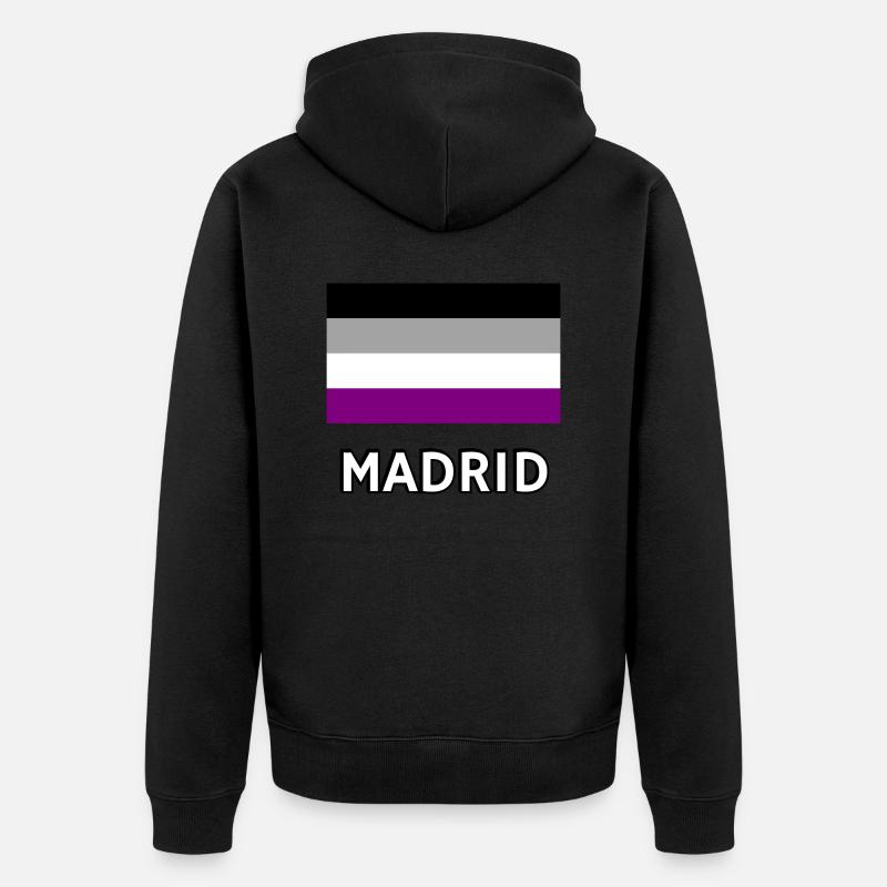 Asexualité Pride Drapeau Madrid - Veste à capuche bio Premium Unisexe - noir