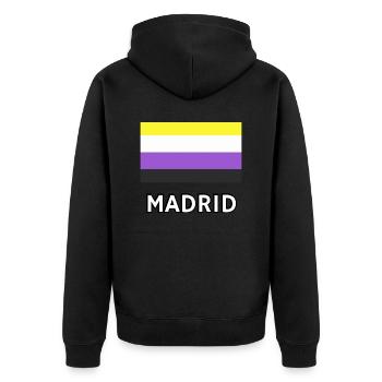 Non binary Pride Flag Madrid - Unisex Premium Organic Zip Hoodie - black - Back - Nico (187cm)