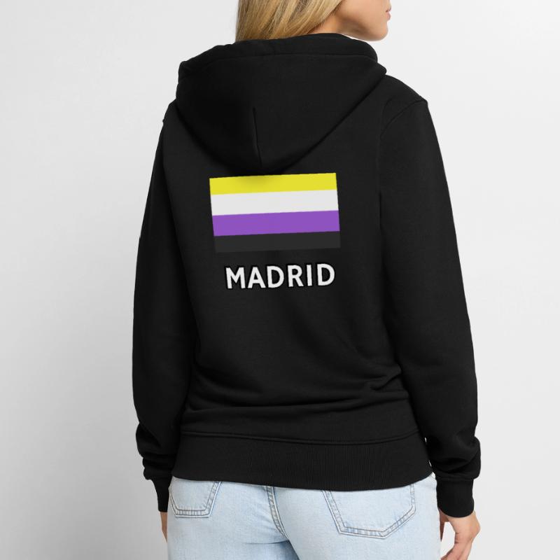 Non binary Pride Flag Madrid Unisex Premium Organic Zip Hoodie