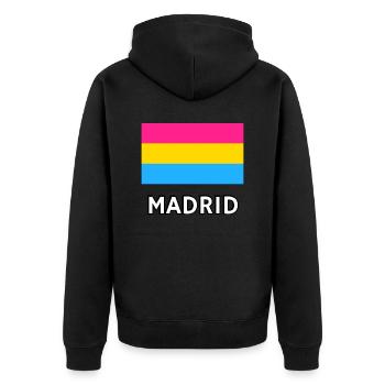 Pan Pride Flag Madrid - Unisex Premium Organic Zip Hoodie - black - Back - Nico (187cm)