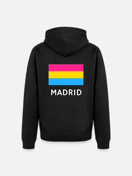 Pan Pride Drapeau Madrid - Veste à capuche bio Premium Unisexe - noir