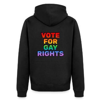 Wählt für die Rechte von Homosexuellen - Unisex Premium Bio Zip Hoodie - Schwarz - Hinten - Nico (187cm)