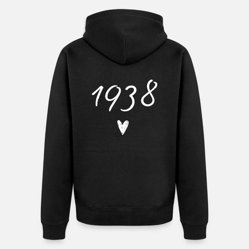 1938 coeur anniversaire - Veste à capuche bio Premium Unisexe - noir