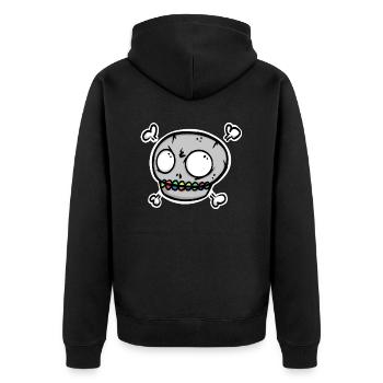 Spooky Fun - Crâne avec des dents colorées d’Halloween - Veste à capuche bio Premium Unisexe - noir - Dos - Nico (187cm)