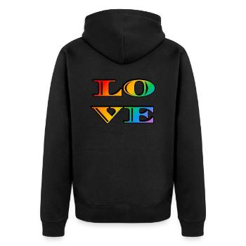 Retro Rainbow Love - Unisex Premium Organic Zip Hoodie - black - Back - Nico (187cm)
