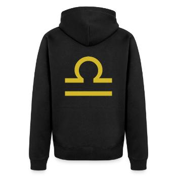 Sternzeichen Waage, exklusives T-Shirt Design - Unisex Premium Bio Zip Hoodie - Schwarz - Hinten - Nico (187cm)