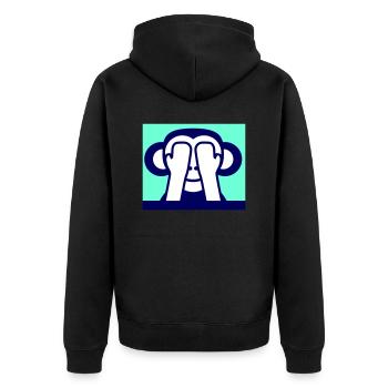 3 Weise Affen Nichts Sehen Hält Augen Zu Versteckt - Unisex Premium Bio Zip Hoodie - Schwarz - Hinten - Nico (187cm)