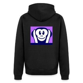 3 Weise Affen Nichts Hören Taub Hält Ohren Zu Affe - Unisex Premium Bio Zip Hoodie - Schwarz - Hinten - Nico (187cm)