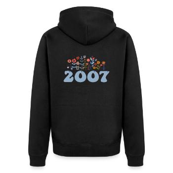 2007 Blumenmuster 2007 Blumen-thema Blumen 2007 - Unisex Premium Bio Zip Hoodie - Schwarz - Hinten - Nico (187cm)