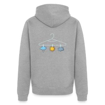 Wettervorhersage Aufhänger Weather Forecast Hanger - Unisex Premium Bio Zip Hoodie - Grau meliert - Hinten - Nico (187cm)