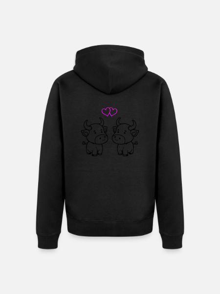 vache bébé amour - Veste à capuche bio Premium Unisexe - noir