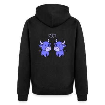 vache bébé amour - Veste à capuche bio Premium Unisexe - noir - Dos - Nico (187cm)