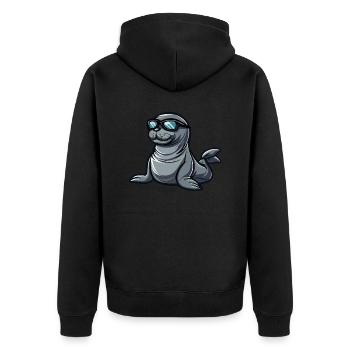 Seal Animal Comic Cool - Unisex Premium Organic Zip Hoodie - black - Back - Nico (187cm)