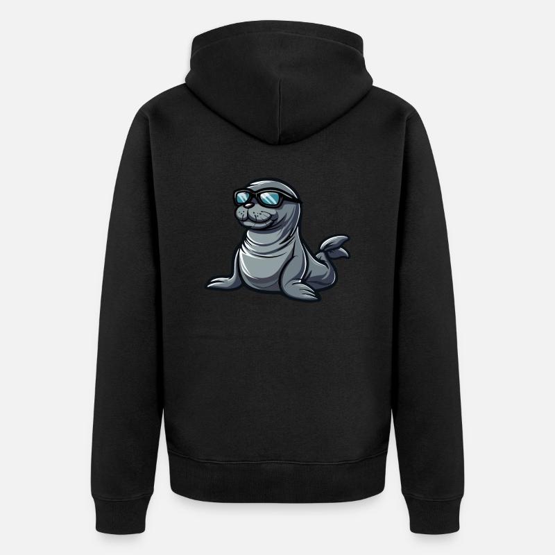 Robbe Tier Comic Cool - Unisex Premium Bio Zip Hoodie - Schwarz