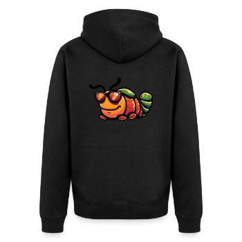Wurm Comic Cool - Unisex Premium Bio Zip Hoodie - Schwarz - Hinten - Nico (187cm)